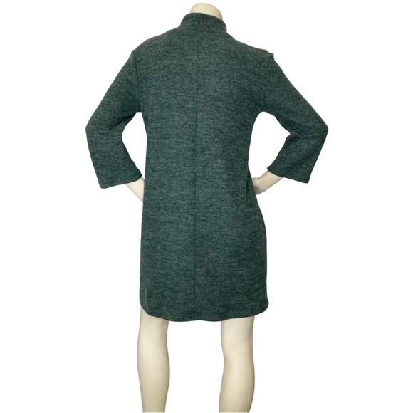 ZARA Olive Green Mock Neck Super Soft Knit 3/4 Sleeve Sheath Mini Sweater Dress - Picture 5 of 14